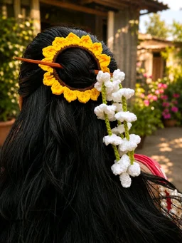 SenCrafts The Sunflower Bloom & Jasmine Dangle Hair Stick Set