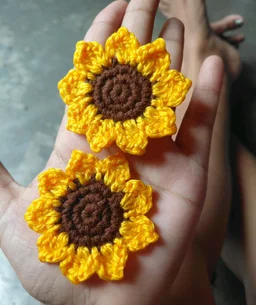 SenCrafts Handmade Crocheted Sunflower Hair Clips (2 Piece)