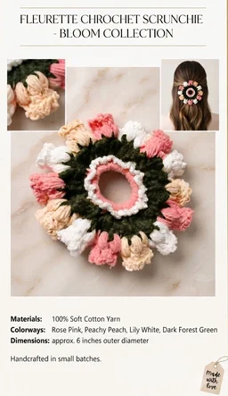 SenCrafts Handmade Crocheted Multicolour Scrunchies