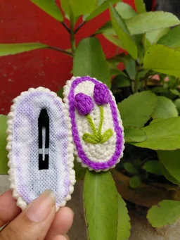 SenCrafts Handmade Crocheted Purple Tulip Hair Clips Pair (2piece)