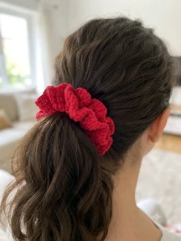 SenCrafts Handmade Crocheted Red Woolen Scrunchies