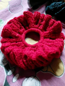 SenCrafts Handmade Crocheted Red Woolen Scrunchies