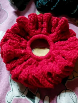 SenCrafts Handmade Crocheted Red Woolen Scrunchies