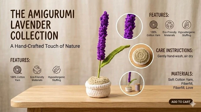 SenCrafts Hand Crocheted Lavender Potted Plant