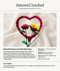 SenCrafts Hand Crocheted Love Bouquet With Yellow & Red Rose