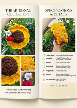 SenCrafts Hand Crocheted Sunflower Bag