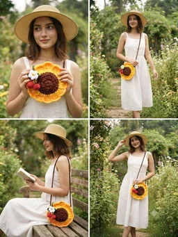 SenCrafts Hand Crocheted Sunflower Bag