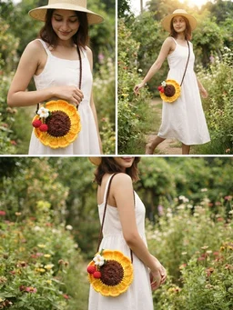 SenCrafts Hand Crocheted Sunflower Bag