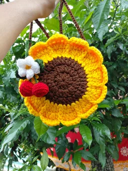 SenCrafts Hand Crocheted Sunflower Bag