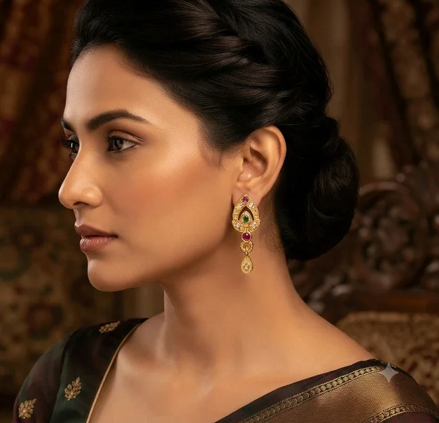 Golden Anti Turnished Earrings Set