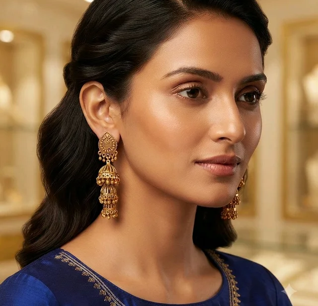 Golden Anti Turnished Earrings Set