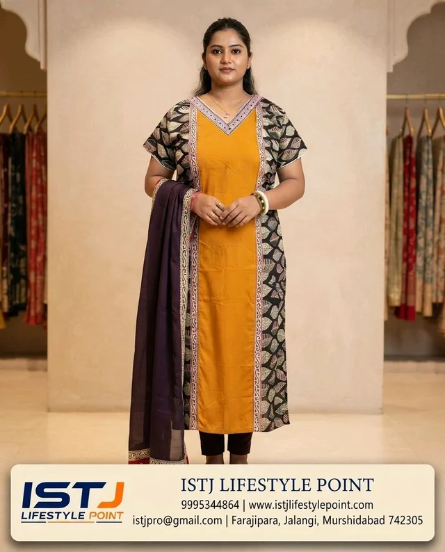 বুটিক নাইটি – Mustard Yellow Printed - Free Size UpTo 44