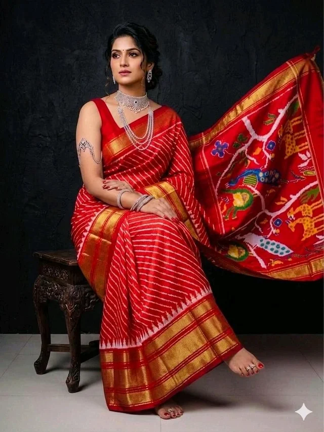 Jayraj Fabric ✨ EXCLUSIVE IKKAT PATTU SILK SAREE ✨ - Red