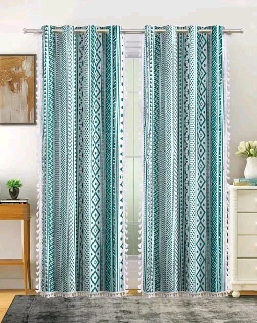  Cotton Curtain for Door , Boho Curtain with Stainless Steel Rings