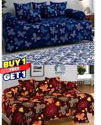 *Fancy Diwan  Sets*
Bedsheet Fabric: Cotton
Bolster Cover Fabric: Cotton
Type: Diwan Set
