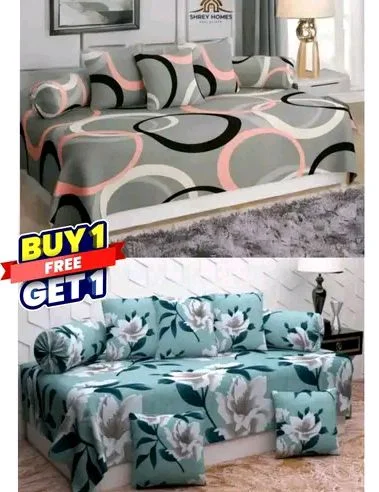 *Fancy Diwan  Sets*
Bedsheet Fabric: Cotton
Bolster Cover Fabric: Cotton
Type: Diwan Set