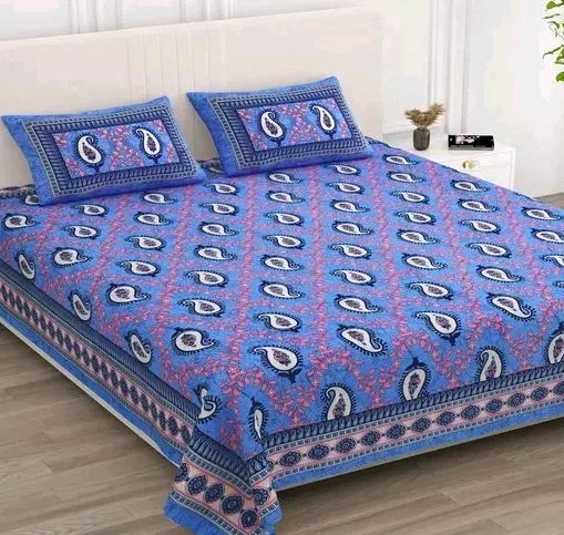 Jaipuri Cotton Double Bed Sheet With 2 Pillow Cover 
