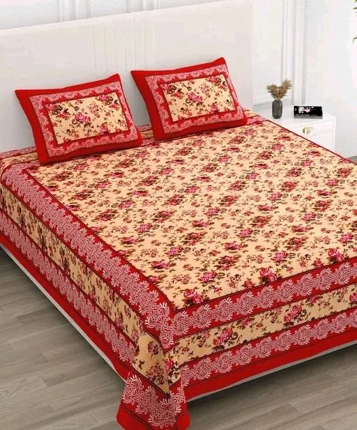 Jaipuri Cotton Double Bed Sheet With 2 Pillow Cover 