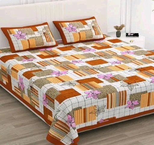 Jaipuri Cotton Double Bed Sheet With 2 Pillow Cover 