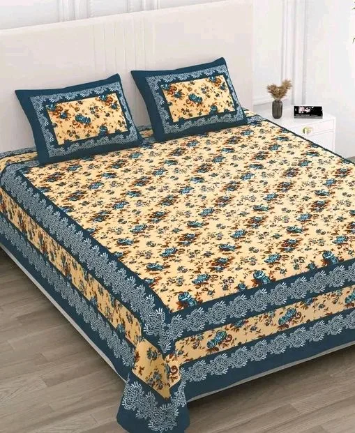 Jaipuri Cotton Double Bed Sheet With 2 Pillow Cover 