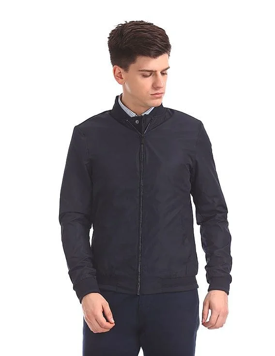 mens polyester regular fit bomber jacket 