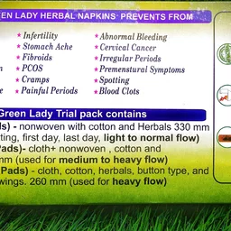 TRIAL COMBO Green Lady herbal cotton cloth sanitary napkins 2 pads in each