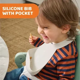 CHICCO SILICONE BIB WITH CRUMBLE CATCHER PINK