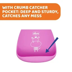 CHICCO SILICONE BIB WITH CRUMBLE CATCHER PINK