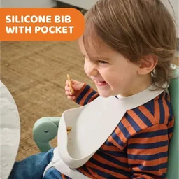 CHICCO SILICONE BIB WITH CRUMBLE CATCHER BLUE