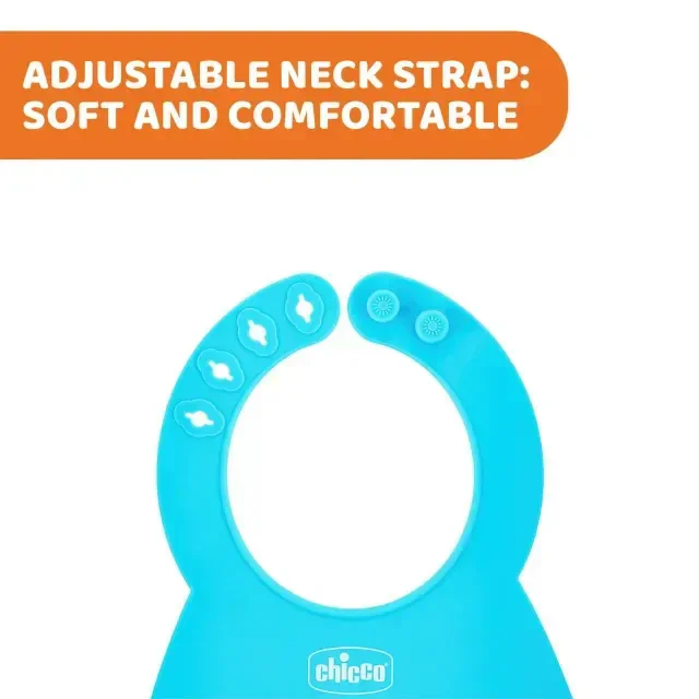 CHICCO SILICONE BIB WITH CRUMBLE CATCHER BLUE