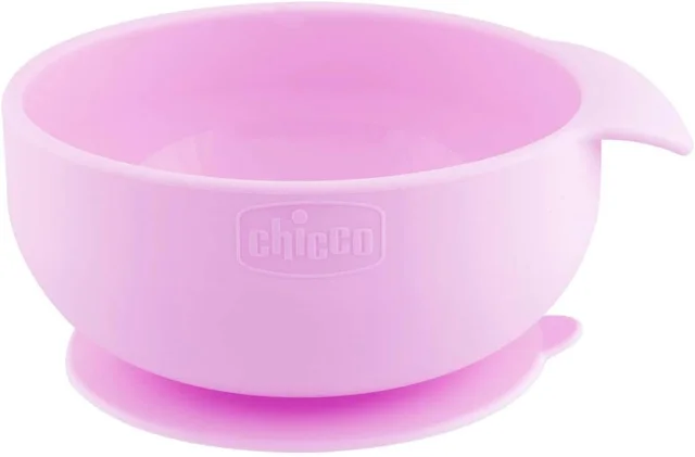 CHICCO SILICONE SUCTION BOWL PINK 6M+