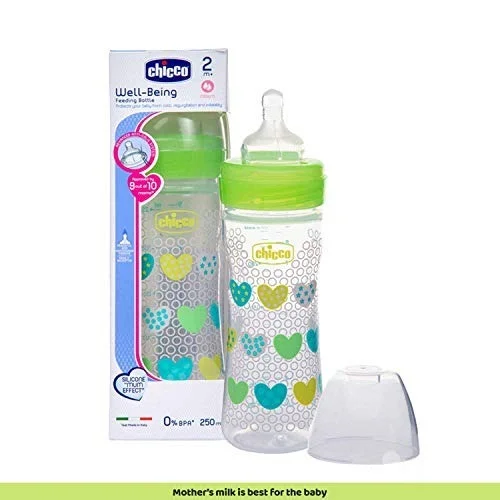 CHICCO WB FEEDING BOTTLE 250ML (2M+) NEW GREEN