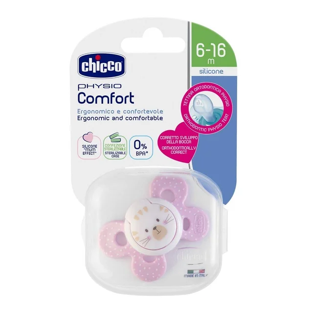 CHICCO SOOTHER COMFORT PINK SIL 6-16M 1PC