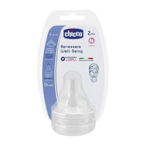 CHICCO WB TEAT 2M+ MED SIL 2PCS