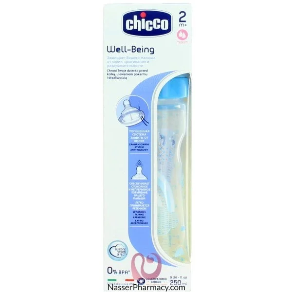 CHICCO WELLBEING FEED BOT 250ML SIL BLUE STAR IN