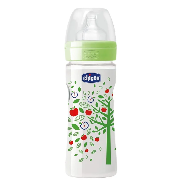 CHICCO WELLBEING FEED BOT 250ML SIL GREEN HEART IN