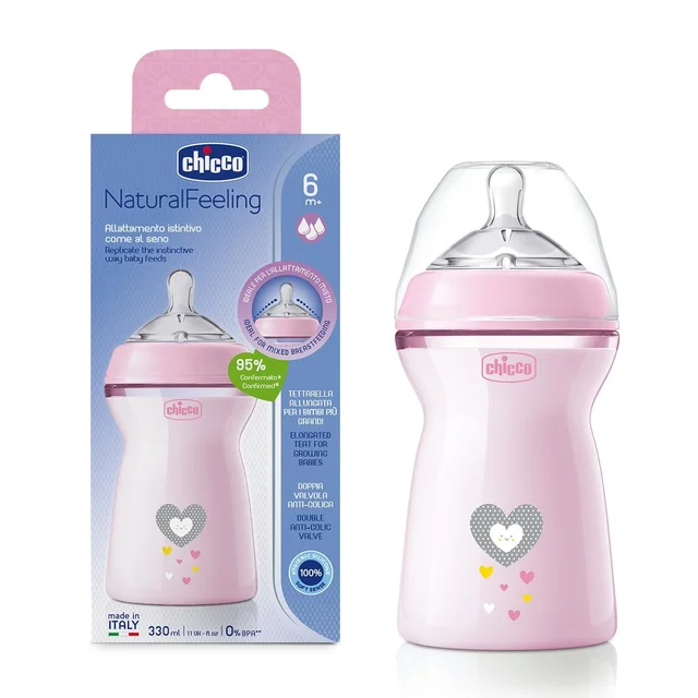 CHICCO FEEDING BOTTLE NF PP 6M+ 330ML GIRL
