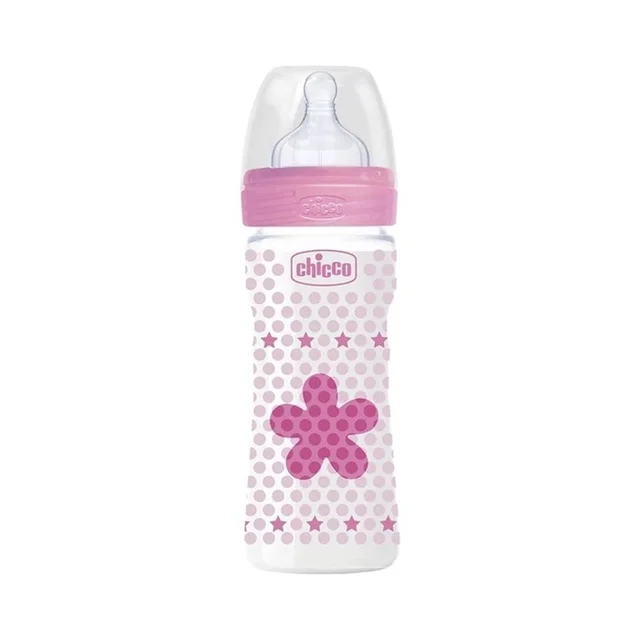 CHICCO WELLBEING FEED BOT 330ML 4M+ PINK FLOWER IN