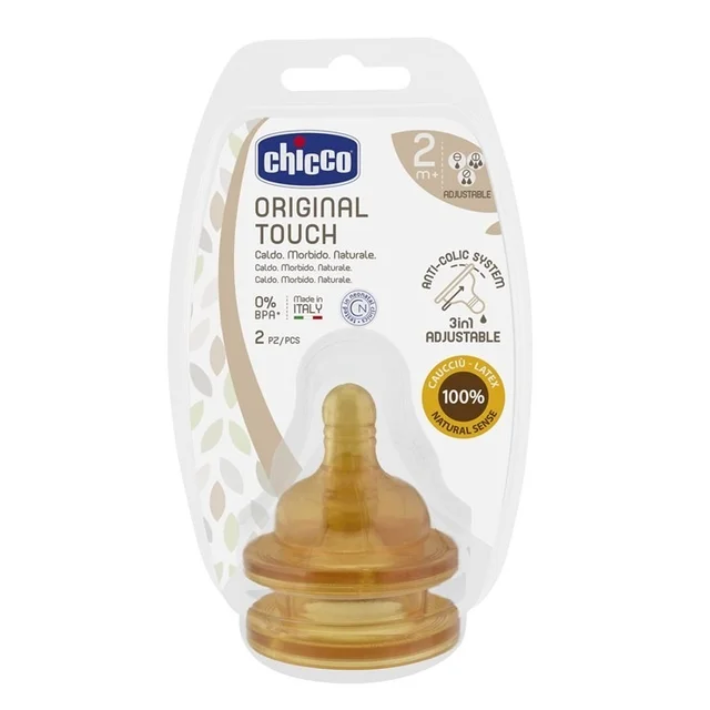 CHICCO TEAT ORIGINAL TOUCH 2M+ ADJ LTX 2PCS