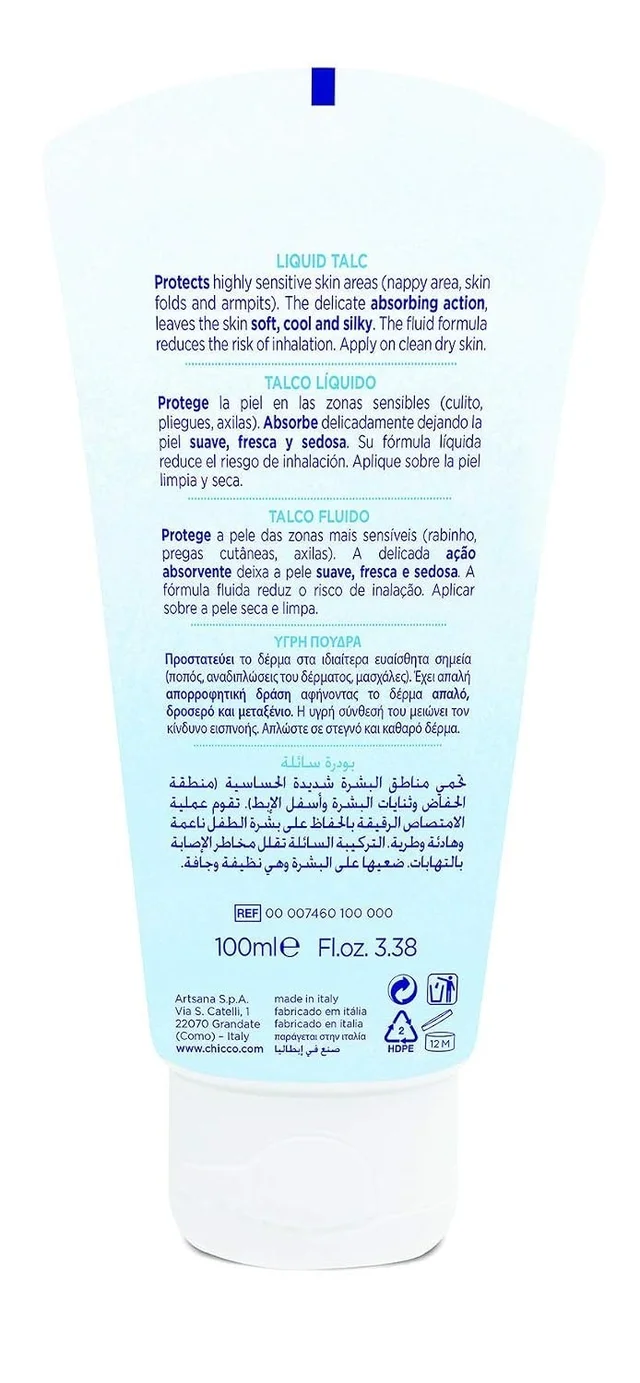 CHICCO LIQUID TALC NAT SENS 100ML INTL