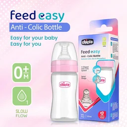 CHICCO BOTTLE FEED EASY 125ML PINK SLOW 0M+