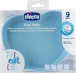 CHICCO SILICONE HEART SHAPED PLATE TEAL 9M+