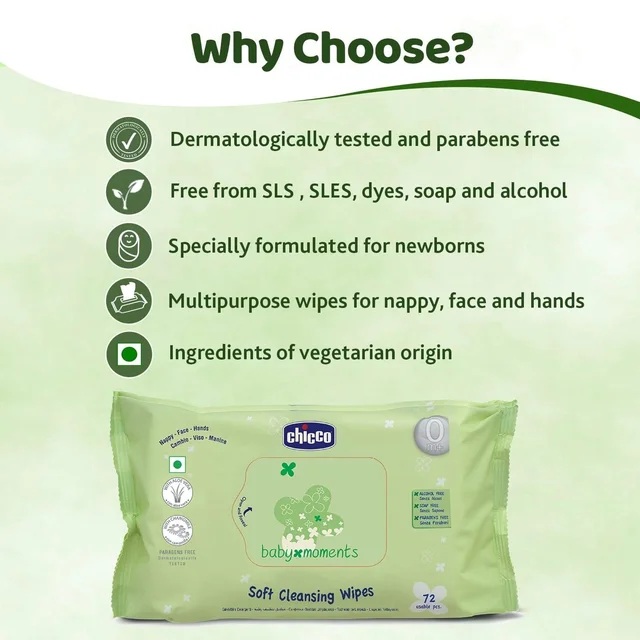 CHICCO SOFT CLEANSING WIPES 72PCS