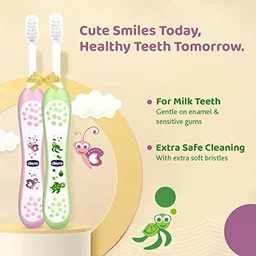 CHICCO TOOTHBRUSH SET PINK+GREEN 6M-36M