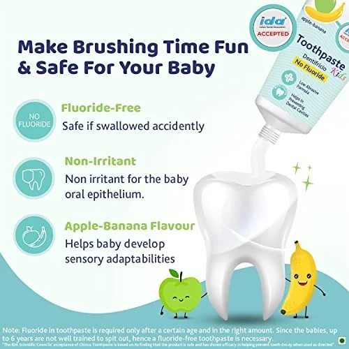 CHICCO TOOTHPASTE APPL-BANA 6M-6Y NO FLUO (50G) IN