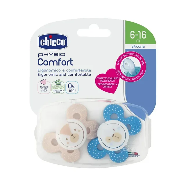 CHICCO SOOTHER COMFORT BOY SIL 6-16M 2PC C