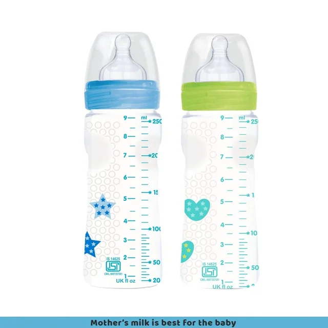 CHICCO WELLBEING FEED BOT BIPACK 250ML STAR HEART IN BL/GR