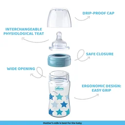 CHICCO WELLBEING FEED BOT BIPACK 250ML STAR HEART IN BL/GR