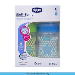 CHICCO WELLBEING FEED BOT BIPACK 150ML STAR HEART IN BL/GR