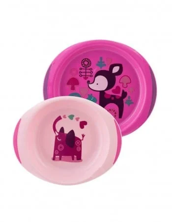 CHICCO DISH SET 12M+ GIRL/NUETRAL
